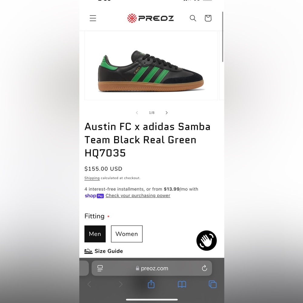 ‘Austin FC x Adidas Samba’ - Team Black Real Green Sneakers